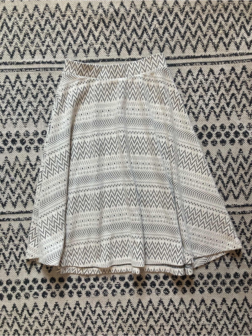 Cato Cream and Black Patterned Circle Skirt